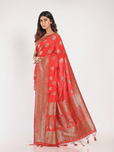 Kavvya Red Soft & Lightweight Sericin Silk Weaving Saree - KAVVYA